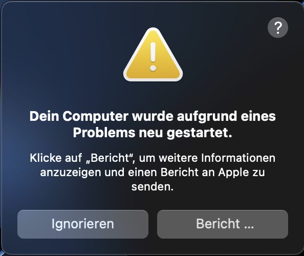 Screenshot MacBook Pro stürzt im Ruhezustand ab