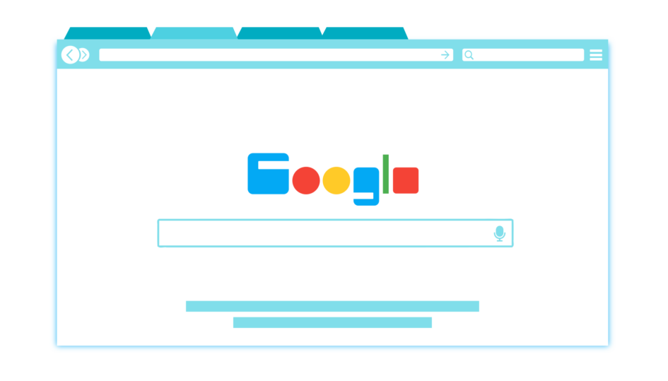Browser mit Google Logo illustriert