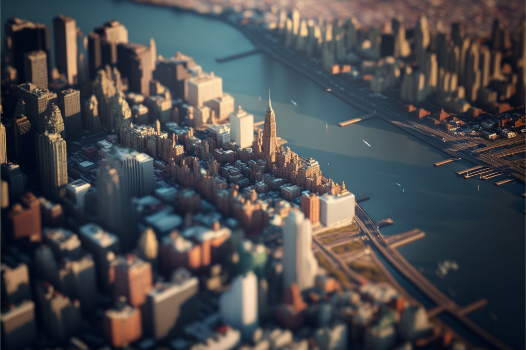 New York City in Tilt-Shift-Ansicht. Erstellt mit Midjourney